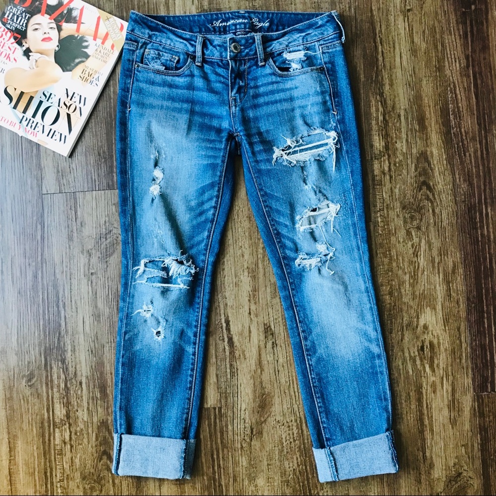 American Eagle distressed boyfriend jean
